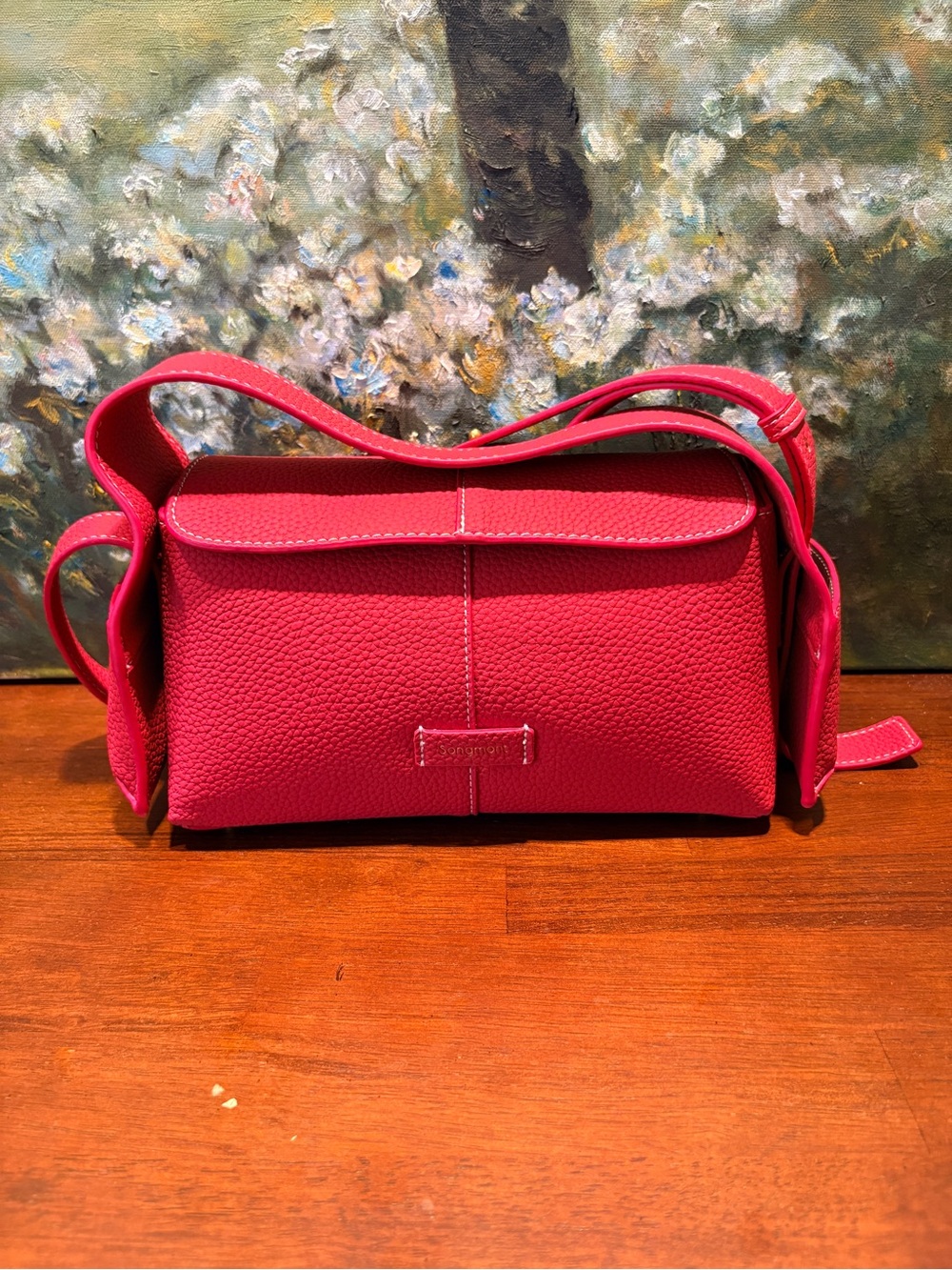 Red Women's Leather Crossbody Bag -  Elegant Everyday Style